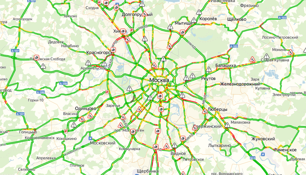 Карта москва московская область пробки сейчас онлайн