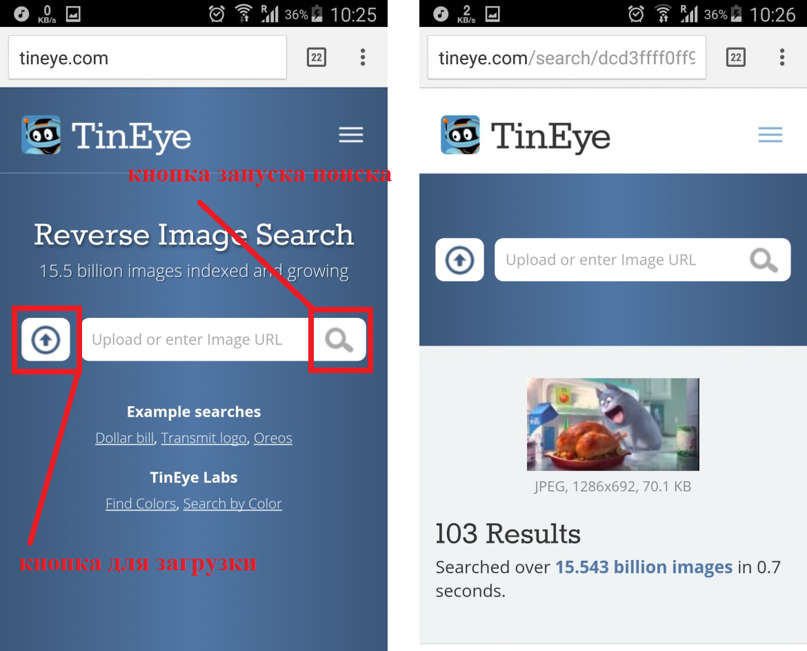 Найти похожие фото в интернете по образцу на телефоне