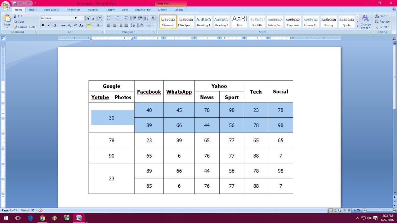 Microsoft Word Table